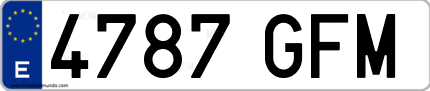 Ejemplo de matrícula de coche ordinaria 4787 GFM