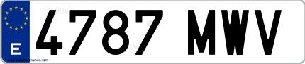 Ejemplo de matrícula española 4787 MWV