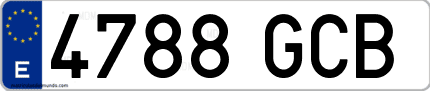 Ejemplo de matrícula de coche ordinaria 4788 GCB