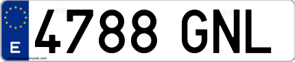 Ejemplo de matrícula de coche ordinaria 4788 GNL