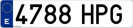 Ejemplo de matrícula de coche ordinaria 4788 HPG