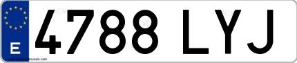 Ejemplo de matrícula española 4788 LYJ