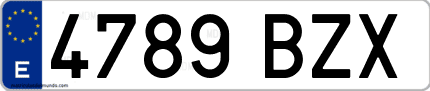 Ejemplo de matrícula de coche ordinaria 4789 BZX
