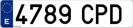 Ejemplo de matrícula española 4789 CPD
