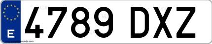 Ejemplo de matrícula española 4789 DXZ