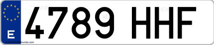 Ejemplo de matrícula de coche ordinaria 4789 HHF