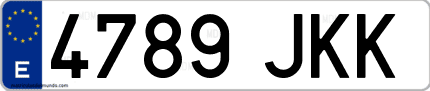 Ejemplo de matrícula de coche ordinaria 4789 JKK