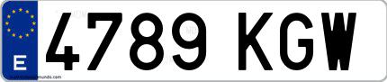 Ejemplo de matrícula española 4789 KGW