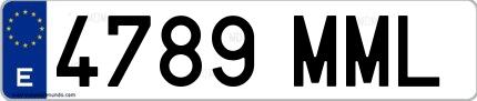 Ejemplo de matrícula española 4789 MML