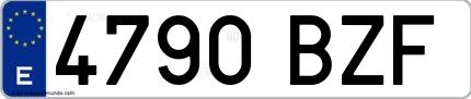 Ejemplo de matrícula española 4790 BZF
