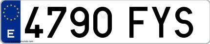 Ejemplo de matrícula española 4790 FYS