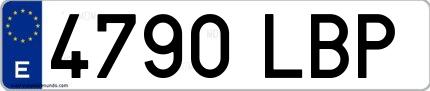 Ejemplo de matrícula española 4790 LBP