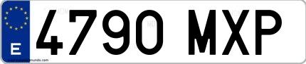 Ejemplo de matrícula española 4790 MXP