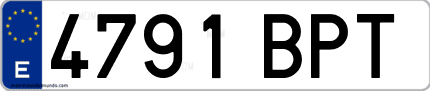 Ejemplo de matrícula de coche ordinaria 4791 BPT