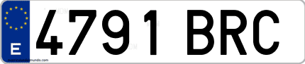 Ejemplo de matrícula de coche ordinaria 4791 BRC