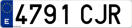 Ejemplo de matrícula de coche ordinaria 4791 CJR