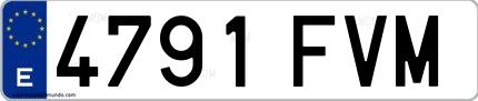 Ejemplo de matrícula española 4791 FVM