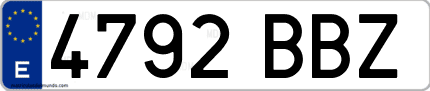 Ejemplo de matrícula de coche ordinaria 4792 BBZ