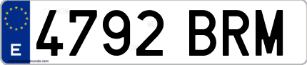 Ejemplo de matrícula de coche ordinaria 4792 BRM