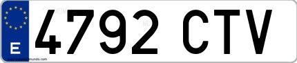 Ejemplo de matrícula española 4792 CTV