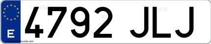 Ejemplo de matrícula de coche ordinaria 4792 JLJ