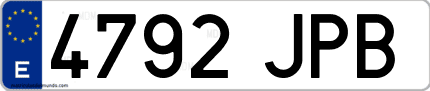 Ejemplo de matrícula de coche ordinaria 4792 JPB