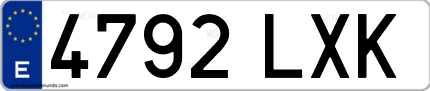 Ejemplo de matrícula de coche ordinaria 4792 LXK