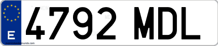 Ejemplo de matrícula de coche ordinaria 4792 MDL