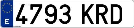 Ejemplo de matrícula española 4793 KRD