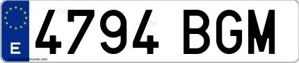 Ejemplo de matrícula española 4794 BGM