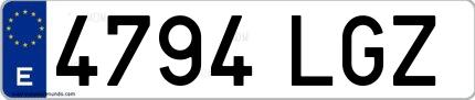 Ejemplo de matrícula española 4794 LGZ