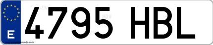Ejemplo de matrícula española 4795 HBL