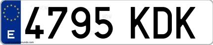 Ejemplo de matrícula española 4795 KDK