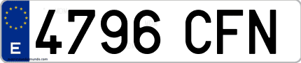 Ejemplo de matrícula de coche ordinaria 4796 CFN