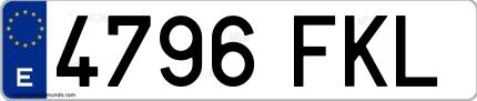 Ejemplo de matrícula española 4796 FKL
