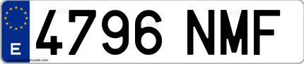 Ejemplo de matrícula española 4796 NMF