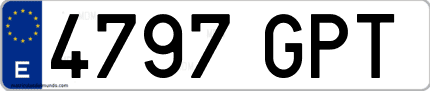 Ejemplo de matrícula de coche ordinaria 4797 GPT