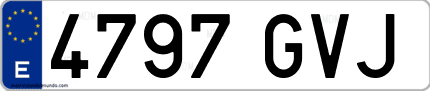 Ejemplo de matrícula de coche ordinaria 4797 GVJ