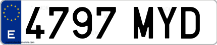 Ejemplo de matrícula de coche ordinaria 4797 MYD