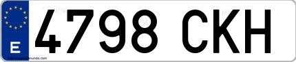 Ejemplo de matrícula española 4798 CKH