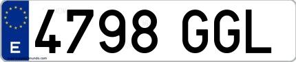 Ejemplo de matrícula española 4798 GGL