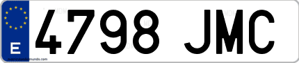 Ejemplo de matrícula de coche ordinaria 4798 JMC