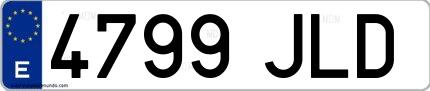 Ejemplo de matrícula española 4799 JLD