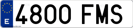 Ejemplo de matrícula de coche ordinaria 4800 FMS