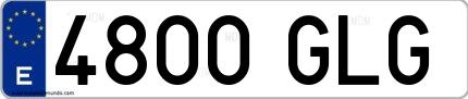 Ejemplo de matrícula española 4800 GLG