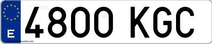 Ejemplo de matrícula española 4800 KGC