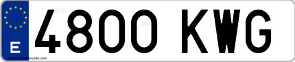 Ejemplo de matrícula de coche ordinaria 4800 KWG