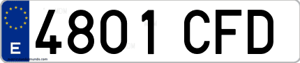 Ejemplo de matrícula de coche ordinaria 4801 CFD