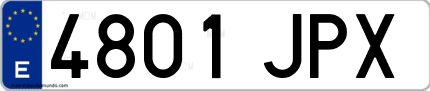 Ejemplo de matrícula de coche ordinaria 4801 JPX