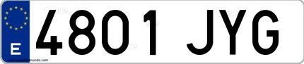 Ejemplo de matrícula española 4801 JYG